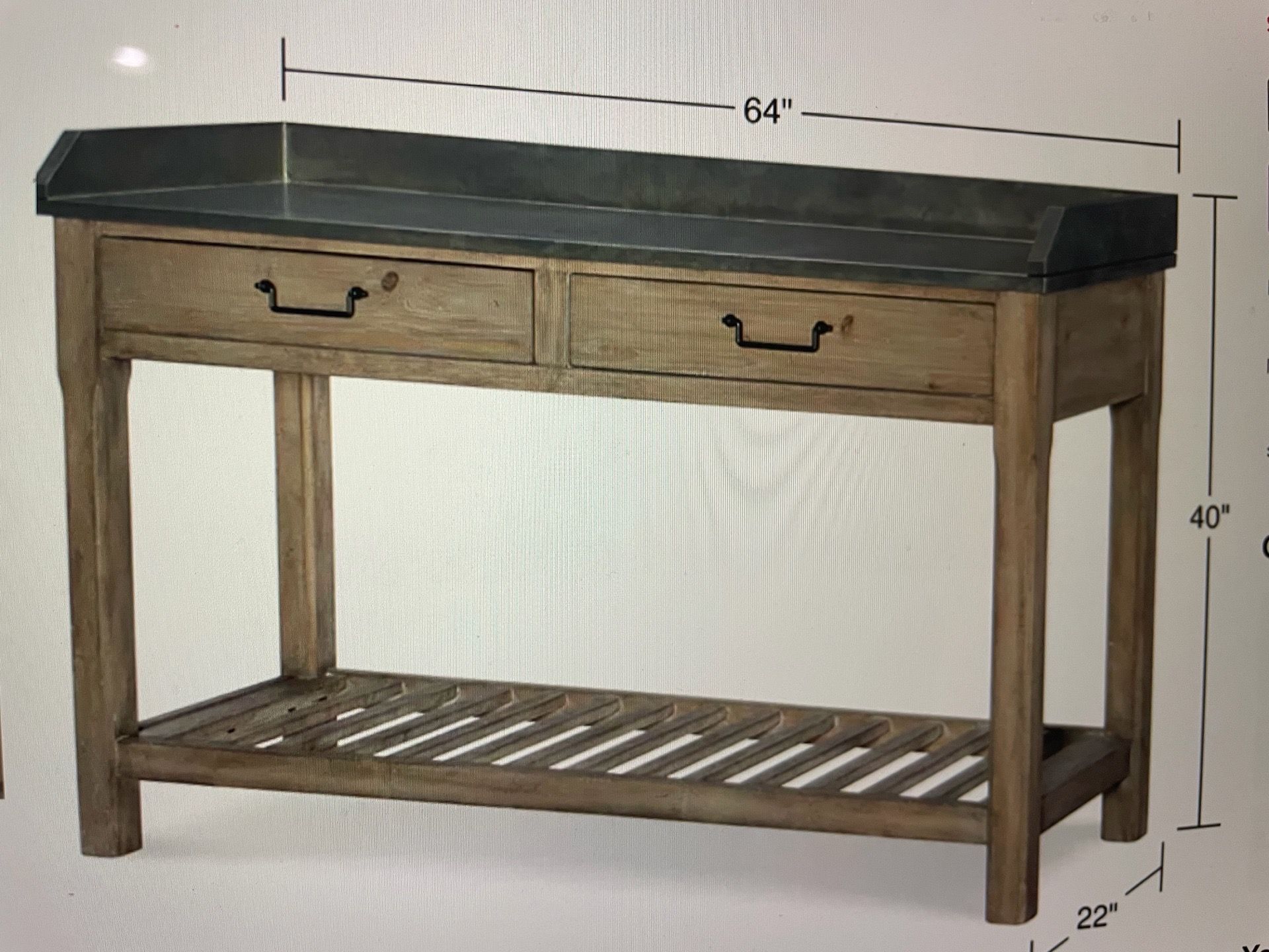 Wood Console Table with Drawers and Shelf