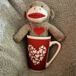 Valentine’s Day Coffee Mug With Sock Monkey