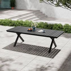 94.3 in. Black Aluminum Rectangular Outdoor Dining Table