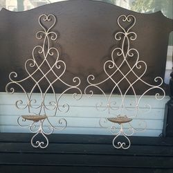 ANTIQUE WROUGHT IRON CANDLE HOLDERS 