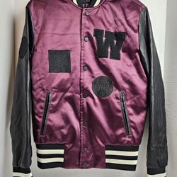 The Weeknd x H&M Varsity Satin Souvenir XO Purple Black Bomber Jacket Size XS