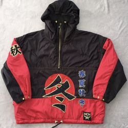 MCM Mens RARE Vintage Black Red Hieroglyphs Ski Anorak Jacket size 5 (XL)