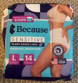 New Because Overnight Absorbency Adult Disposable Incontinence Diaper Underwear Unisex Large 14 Ct