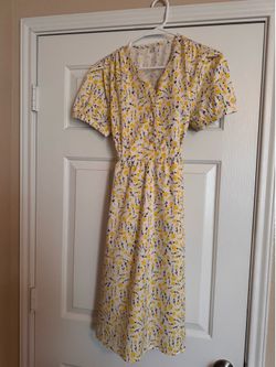Women's Floral Print Lace Trim V-Neck Short Sleeve Elegant Summer Dress