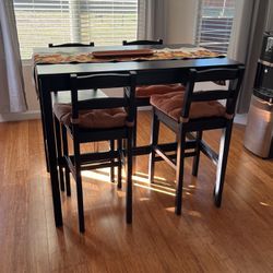 Tall Black Table W/ Chairs 