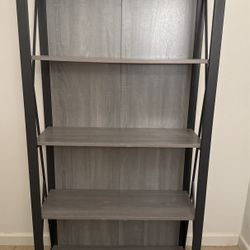 Grey Wood Shelf Unit 5 Tire Shelf . Book  Case. Shelf 