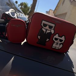 Karl Lagerfeld Red Crossbody Bag w Pouch