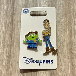 New Disney Pin Set 2 Pins Toy Story Woody And Alien 2024 Disneyland