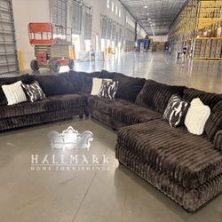 Massive 170” Chocolate Oversized Plush Sectionals