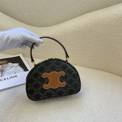 celine new logo printed half-moon bag