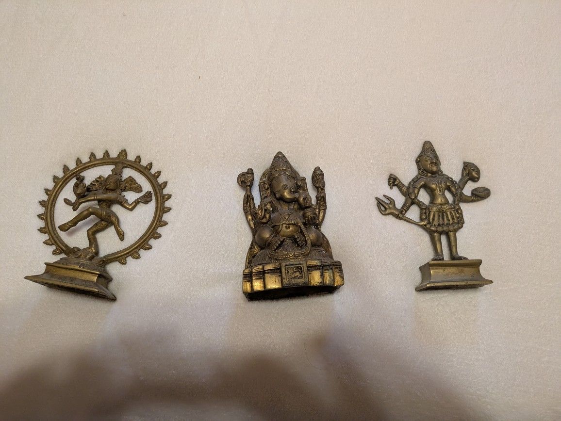 Brass Hindu Deities -Kali, Ganesha, Shiva