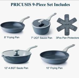 Pricusis 9-Piece Nonstick Cookware Set