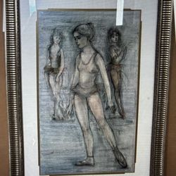 Edna Hibel Ballerinas Vintage lithograph print Custom Framed