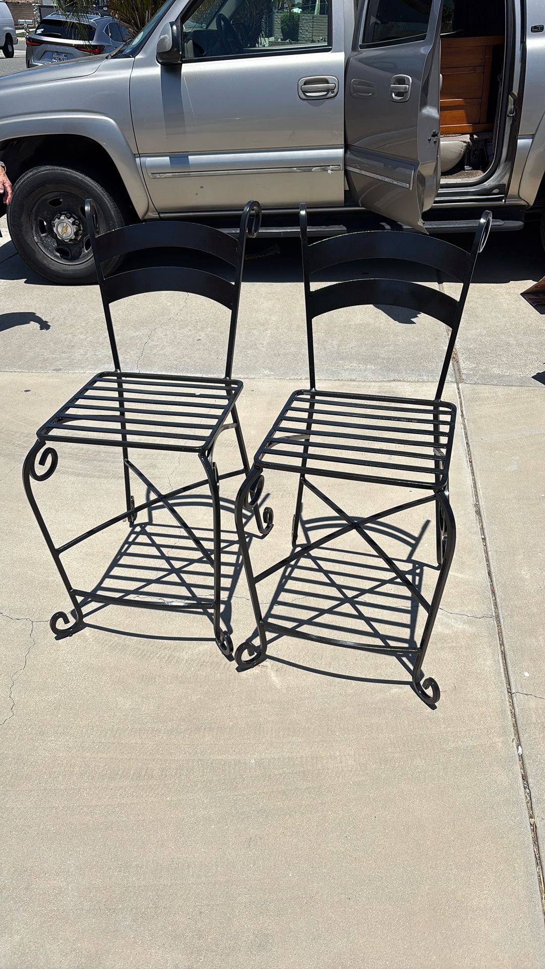 Black Iron Bar Height Stools Chairs For Patio Or Inside