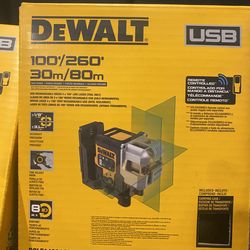 Dewalt 100’/260’ USB Rechargable Green 3 x 180 Line Laser Nuevo  Tool Only