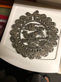 X max brass coaster 13” round antique.