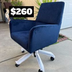 Brand New. Midnight Blue. Velvet. Mid Century Modern Office Chair. Retails Over $550