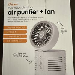 Crane True HEPA Desktop Air Purifier + Fan (Model EE-5073)
