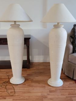 2 tall lamps 1980's Textured Plaster Floor Lamps