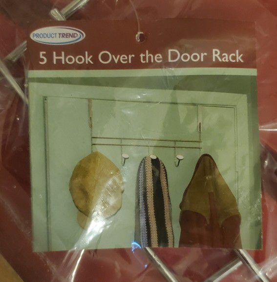 New (1) 5 Hook  Over The Door Rack And (2)  Twin Draft Guards