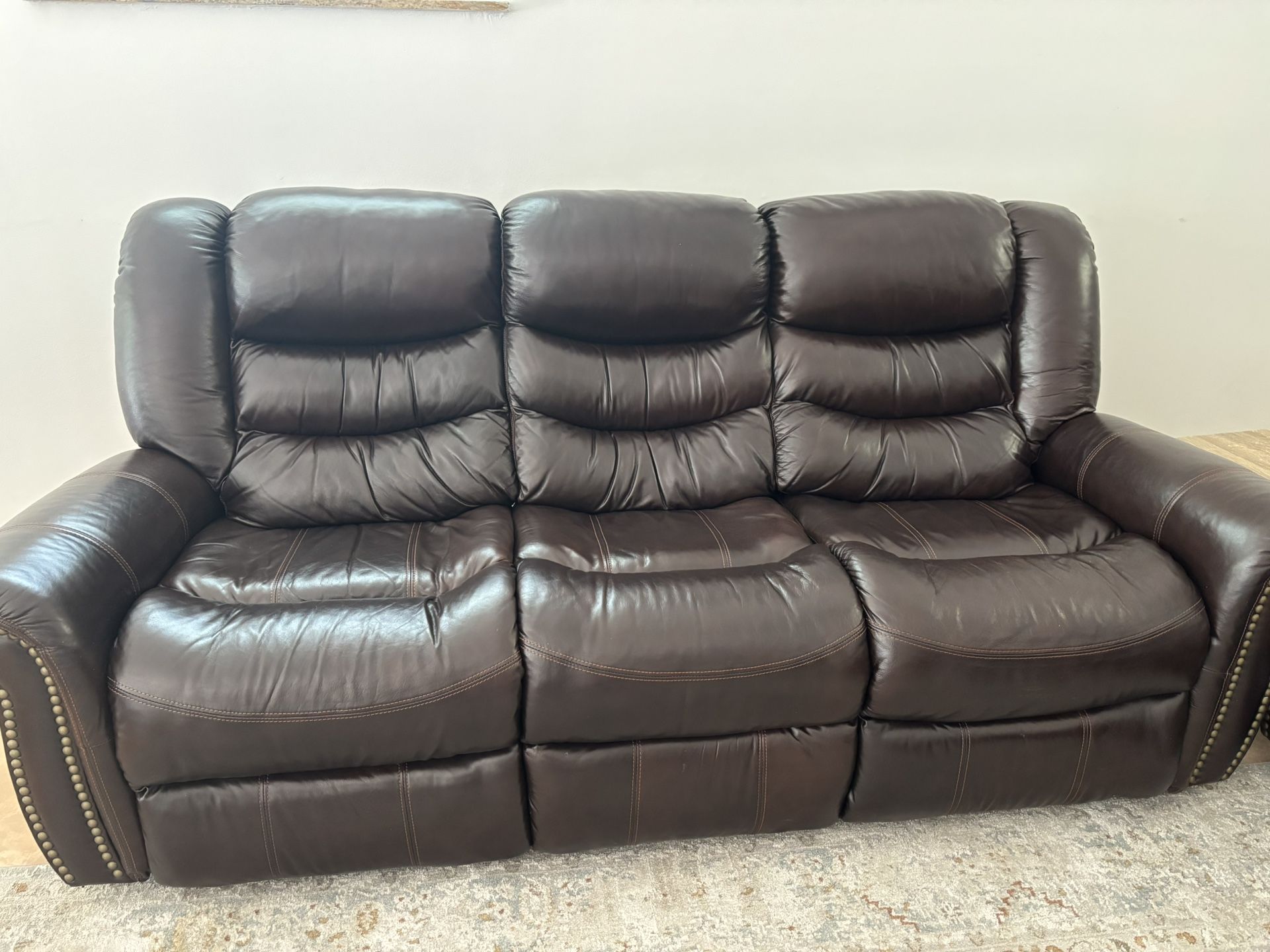 Leather Brown Couch Recliner