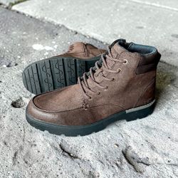 B-52 by Bullboxer Men’s Moc Toe Brown Vegan Leather Boots Sz 9