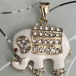 White Elephant Gold Plated Pendant 