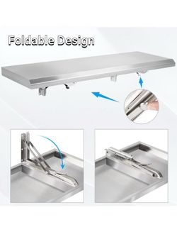 Folding Concession Shelf 48" x 12", Stainless Steel Drop Down Folding Serving Food Serving Stand for Concession Windows