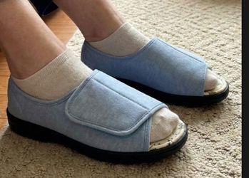 Adjustable Slipper Shoes Silvert's Denim Women's Blue - Wide Size 7-15180
