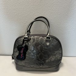 Loungefly Sanrio Hello Kitty Purse Bowler Tote Large Embossed City Bag Gray