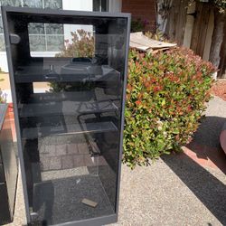 Black Glass Stereo Cabinet, Has Lots Of Storage For Record  Player, VCR, Receiver  Or Karaoke 