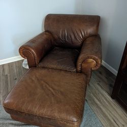 Leather chair & Ottoman