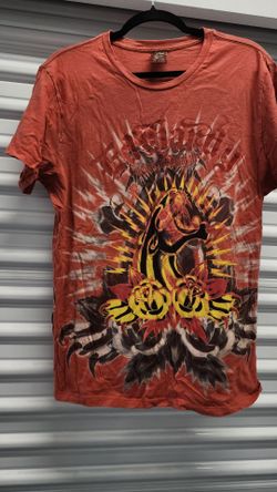 Vtg Ed Hardy orange  tshirt size XL