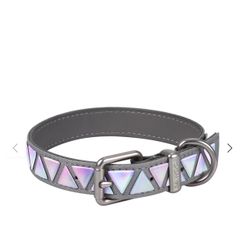 PAWOOF Designer Collection Genuine Leather Dog Collar Silver Version