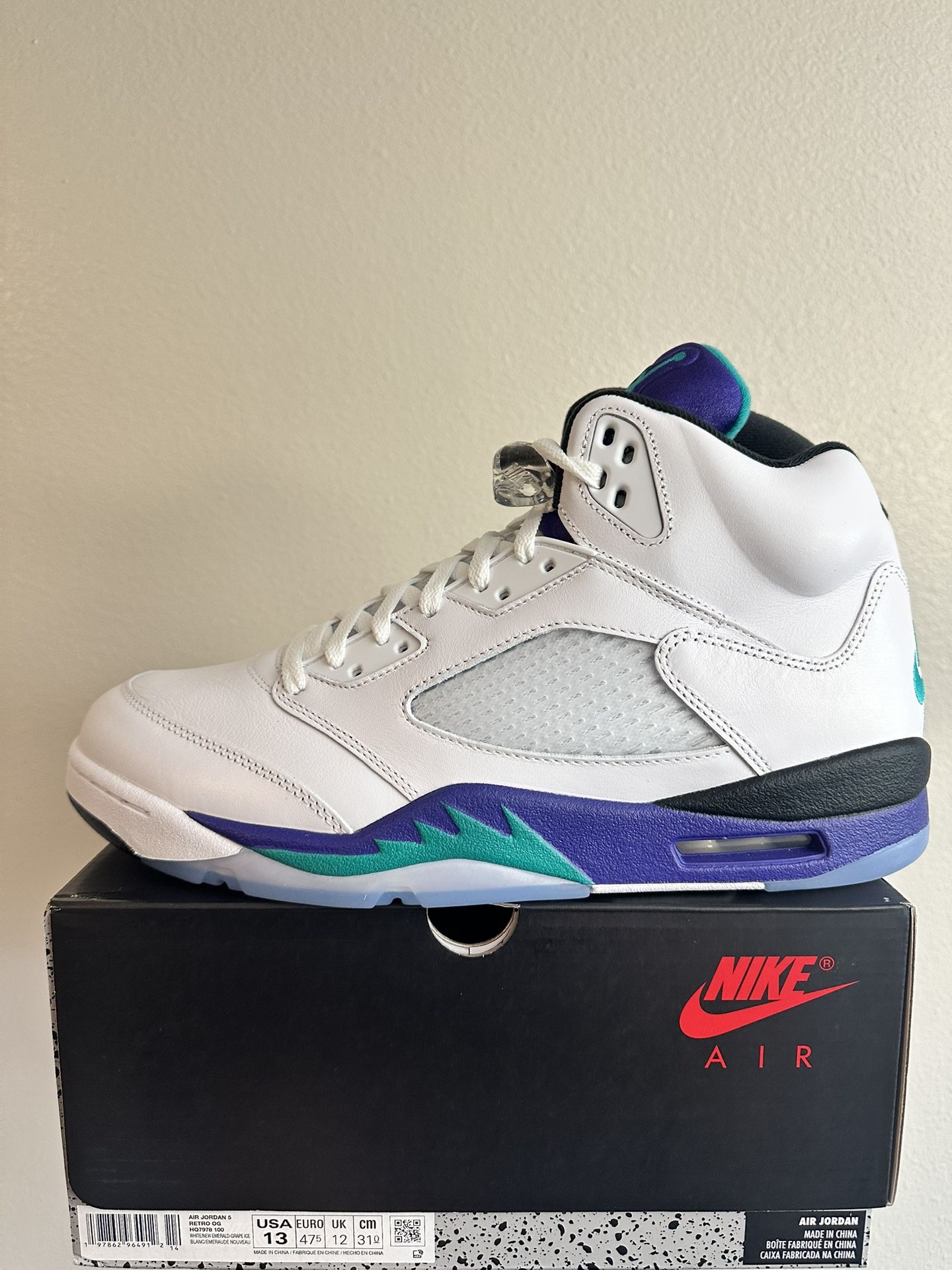 Mens Jordan Retro 5 Size 13 Grape