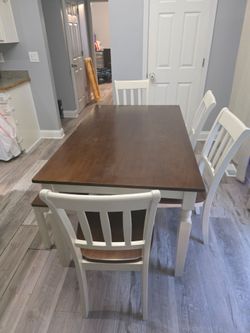Farmhouse Dining Table Set with 4 Chairs