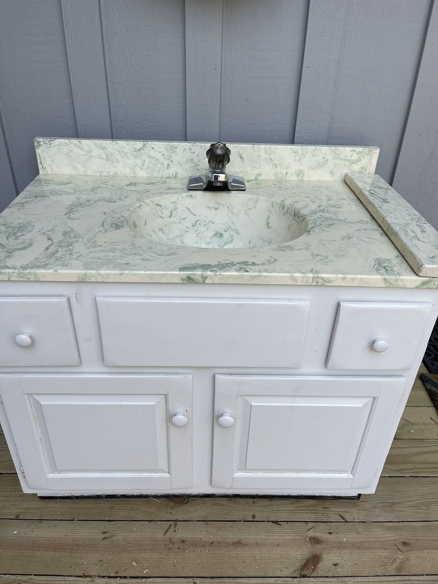 Bathroom Vanity 37” Cultured Marble Mid-Century