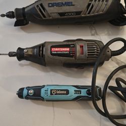 100 for all 3. Dremel 4300 And Craftsman 75th Anniversary Rotary Tools Corded And 1 Cordless Rotary Tool That Is Charged By C Charger