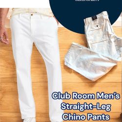 Club Room Men’s Straight-Leg Chino Pants, Size 40 Waist/30 Length (White)