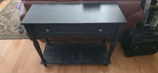 Black Wood Console Table with Drawer, entry way table