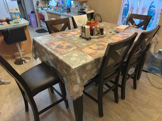 Dinning table with six chairs solid wood