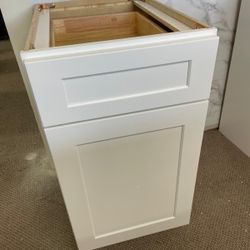 15" 1 Drawer 1 Door Plywood Solid Wood Dovetailed Joint White  Kitchen Base Cabinet
