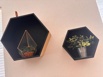 Home decor 4pc black wooden shelves floating wall decor