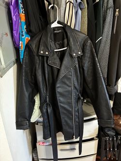 Baccini Black Leather Moto Jacket