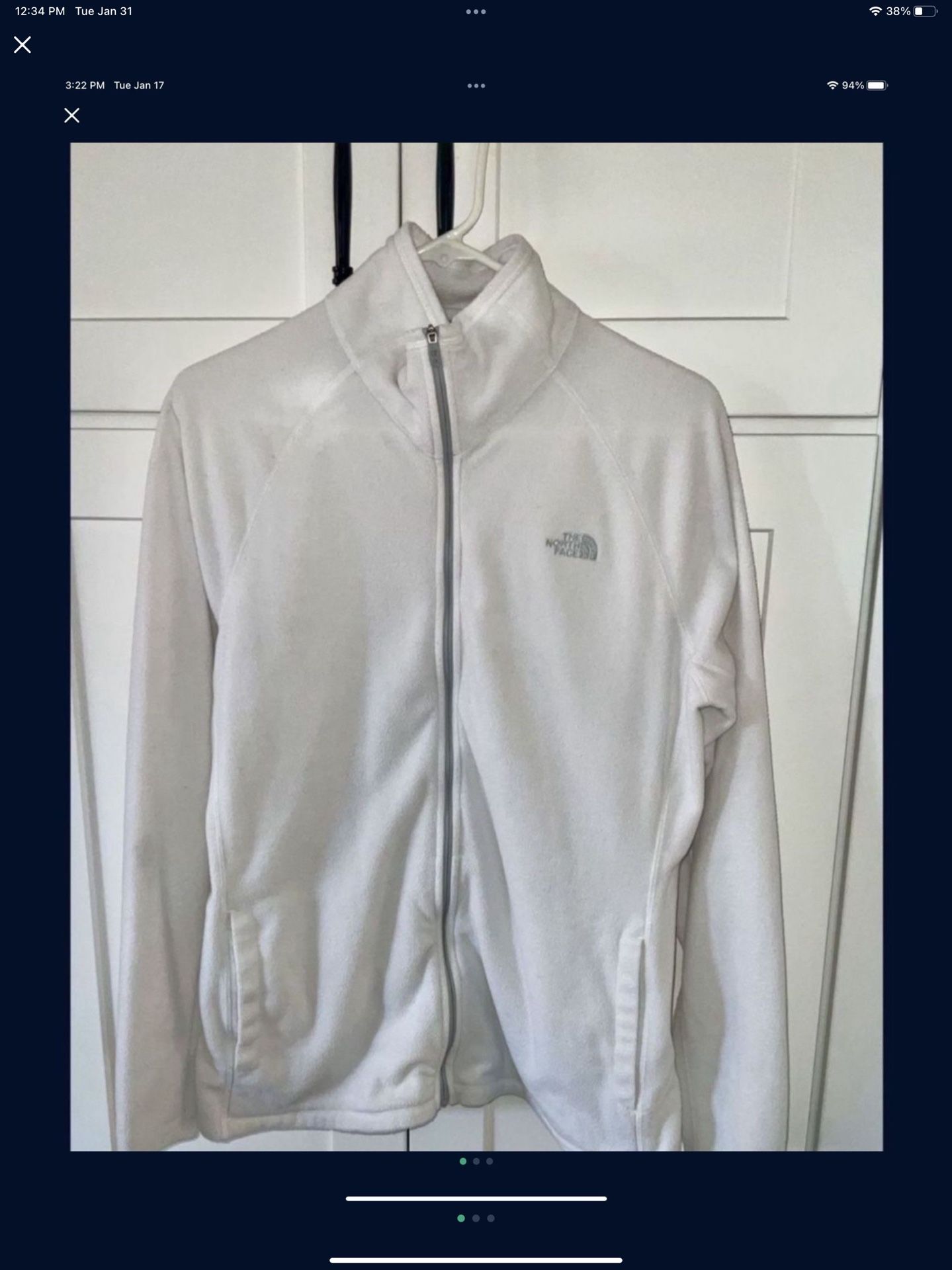 Women’s Large The North Face Fleece Jacket White Great Condition