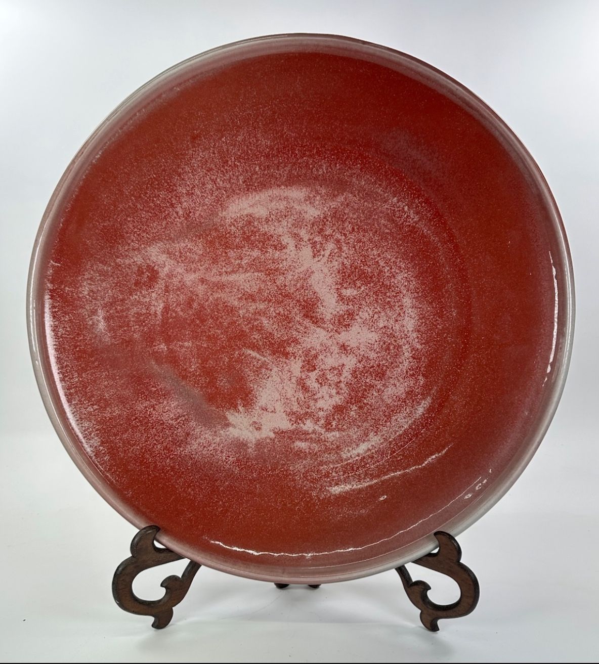 Huge 19” Chinese Peach Bloom Blossom Painted Porcelain Charger Platter Plate