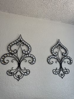 Silver and black wall decor