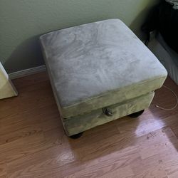 Gray Velvet Ottoman With Storage  Hight 17” Wide 22” By 22”