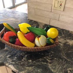 Glass Fruit And Vegetable With Sturdy Weaved Basket