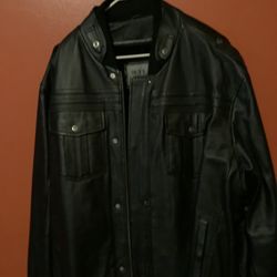 Men Big & Tall Leather Motorcycle Bomber Jacket